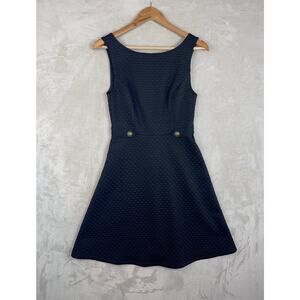 Modcloth Black Sixties Signature A-Line Textured Quilted Stretch Dress Small